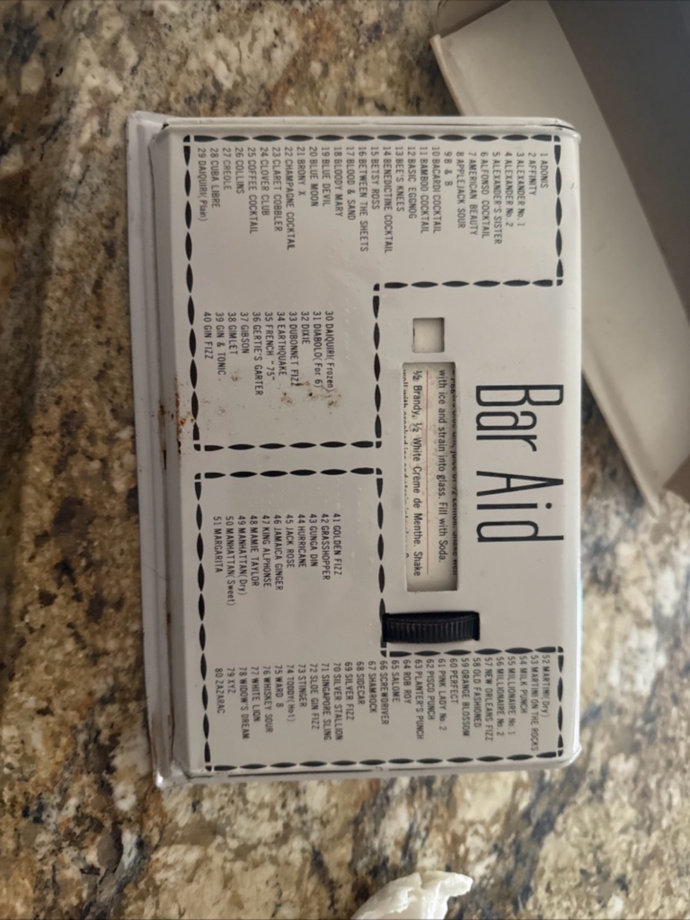 Bar Aid Vintage Recipe Box - White cocktail